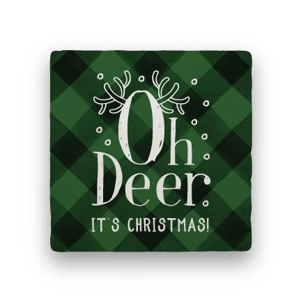 Oh Deer - Green-Holiday-Paisley & Parsley-Coaster