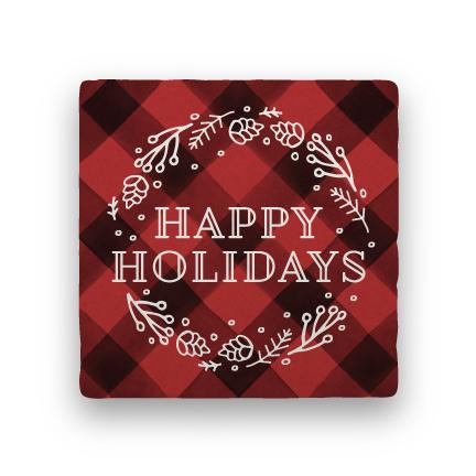 Happy Holidays - Red-Holiday-Paisley & Parsley-Coaster