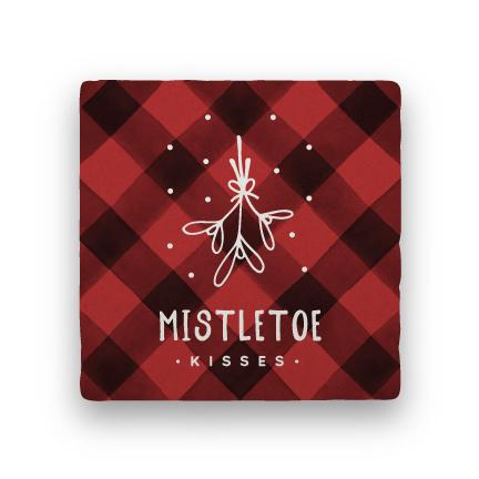 Mistletoe Kisses - Red-Holiday-Paisley & Parsley-Coaster