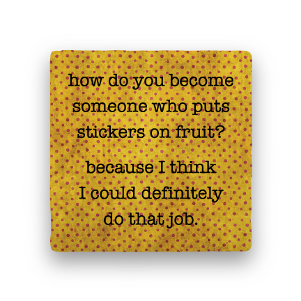 Stickers on Fruit-Polka Spots-Paisley & Parsley-Coaster