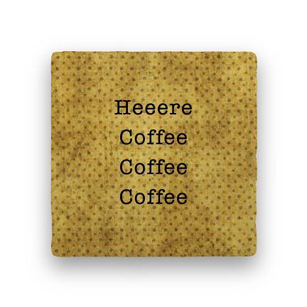 Heeere Coffee-Polka Spots-Paisley & Parsley-Coaster